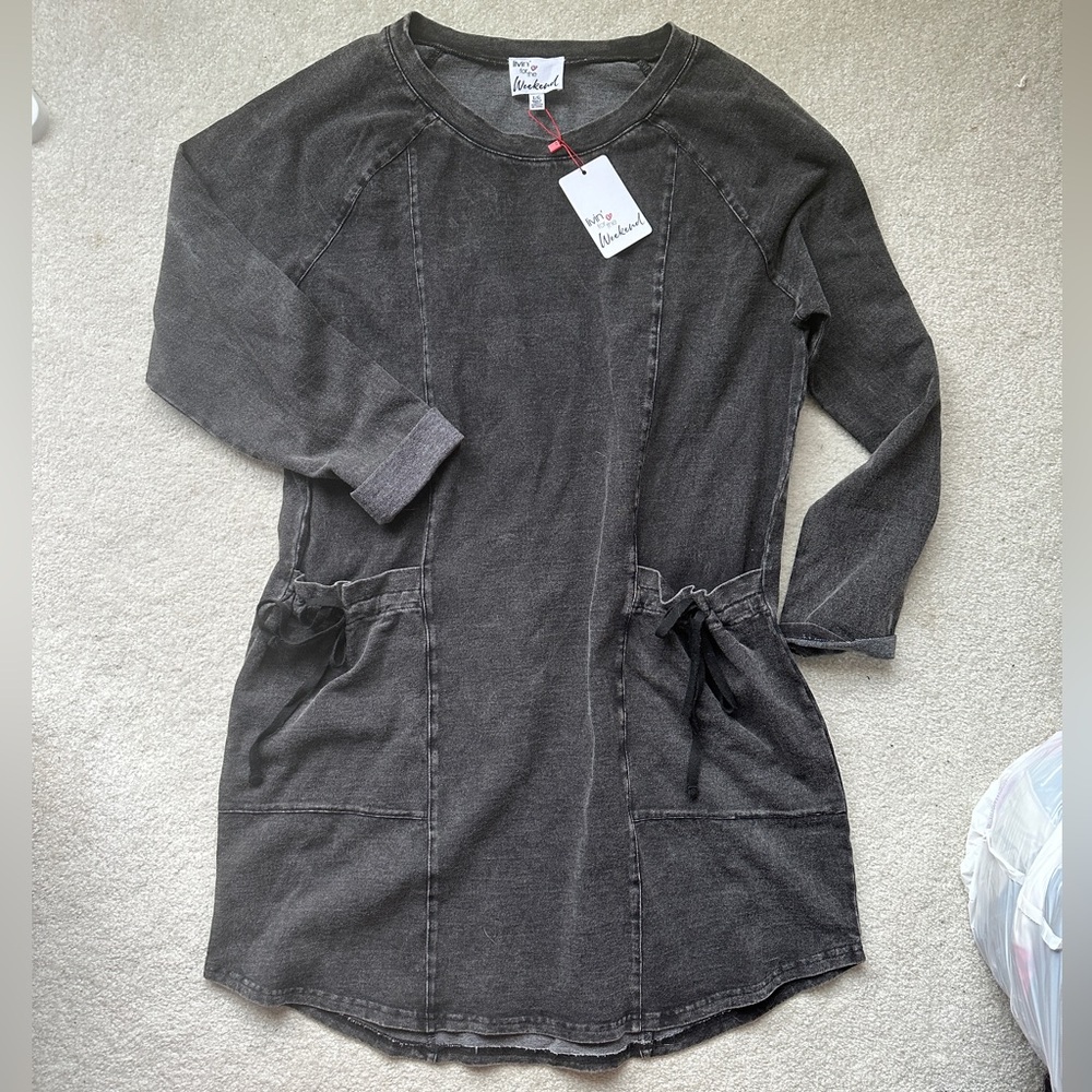 Soft grey stretch knit denim dress size Large